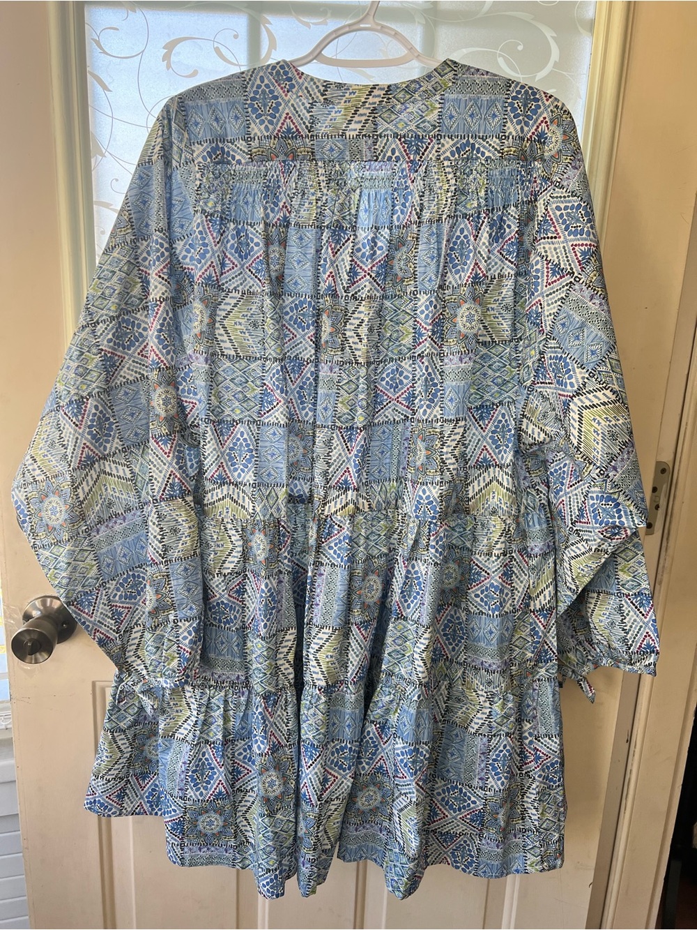 GiGiO blue patchwork print long sleeve oversized dress in a size L. - Picture 2 of 7